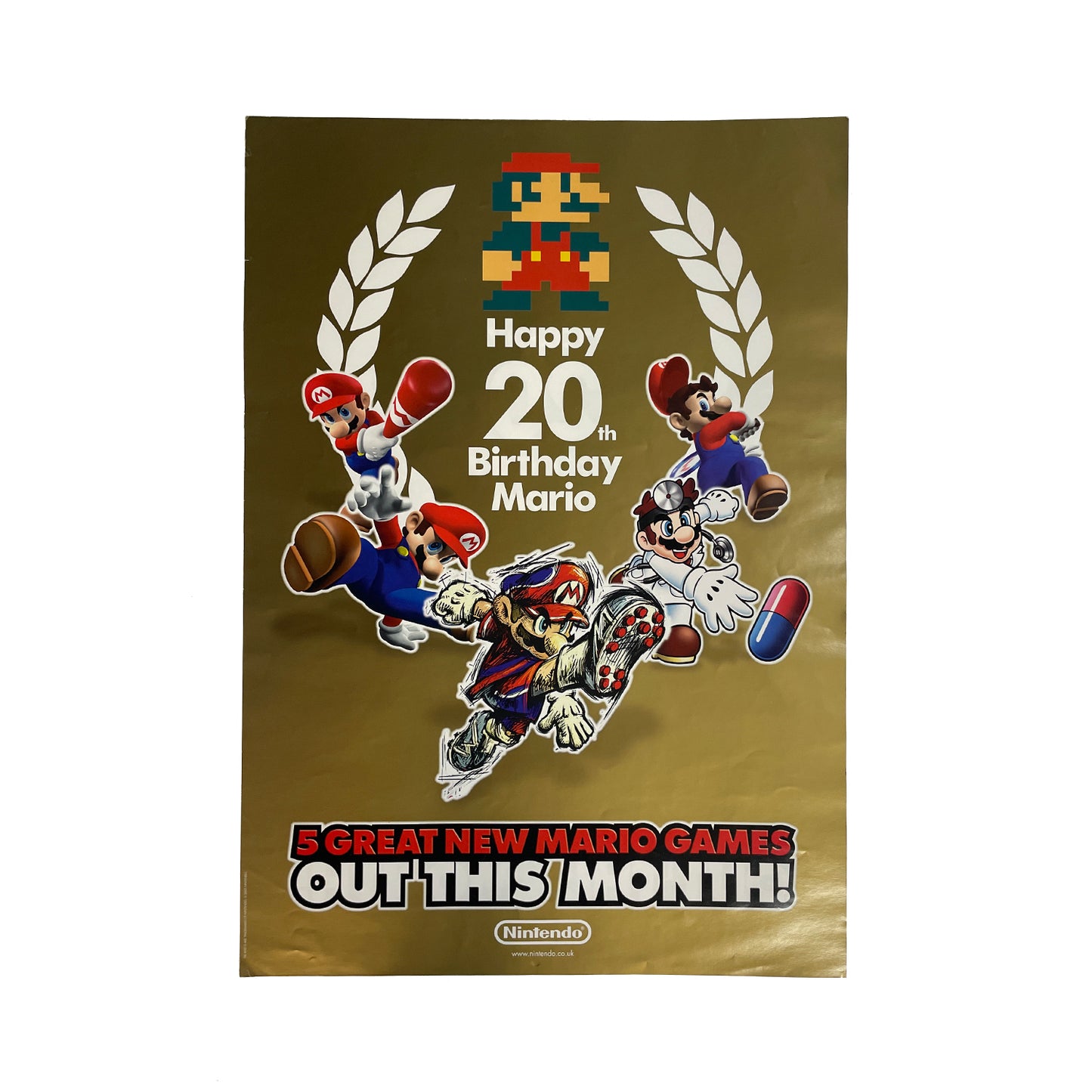 Official Mario 20th Birthday 2005 Promotional Poster 59cm x42cm