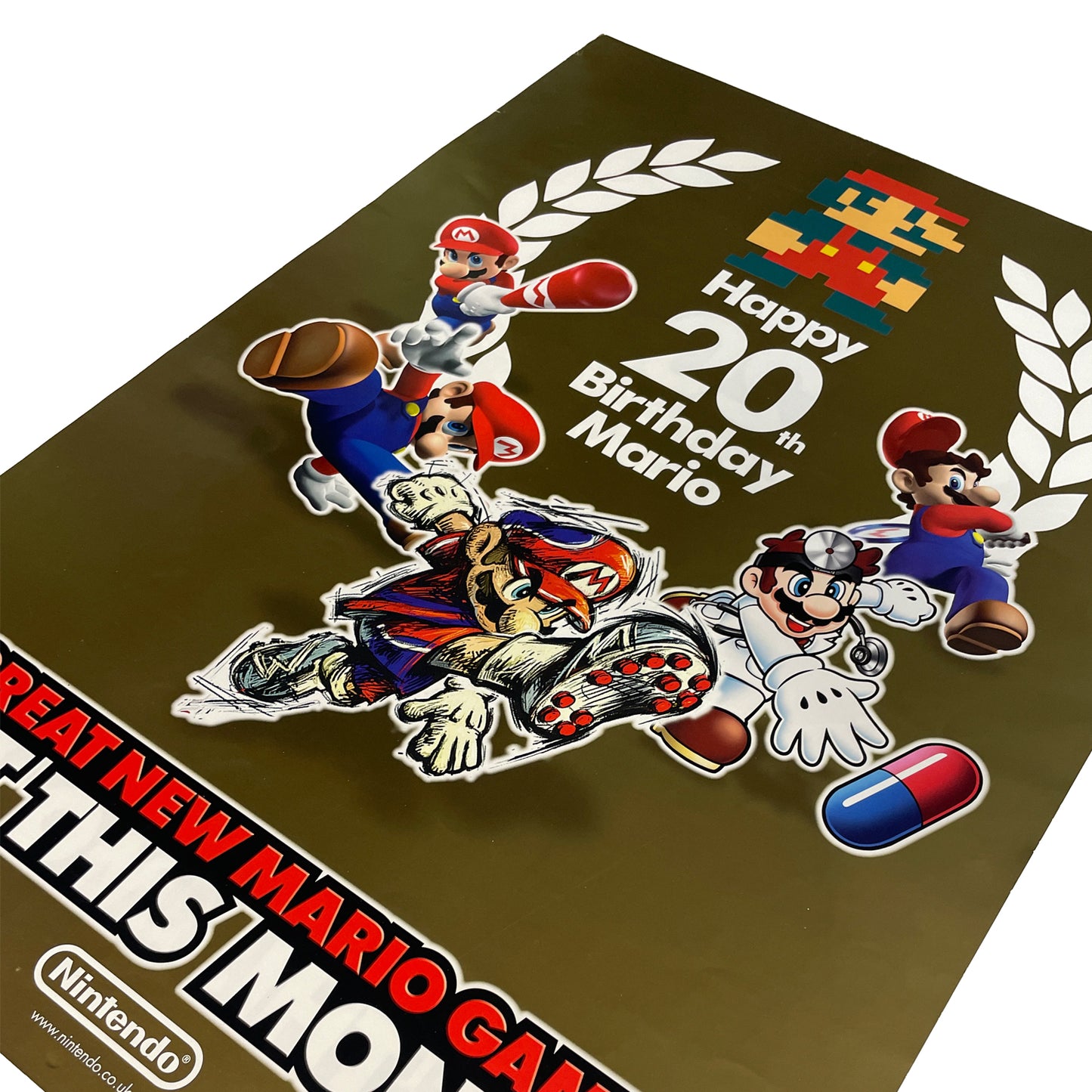 Official Mario 20th Birthday 2005 Promotional Poster 59cm x42cm