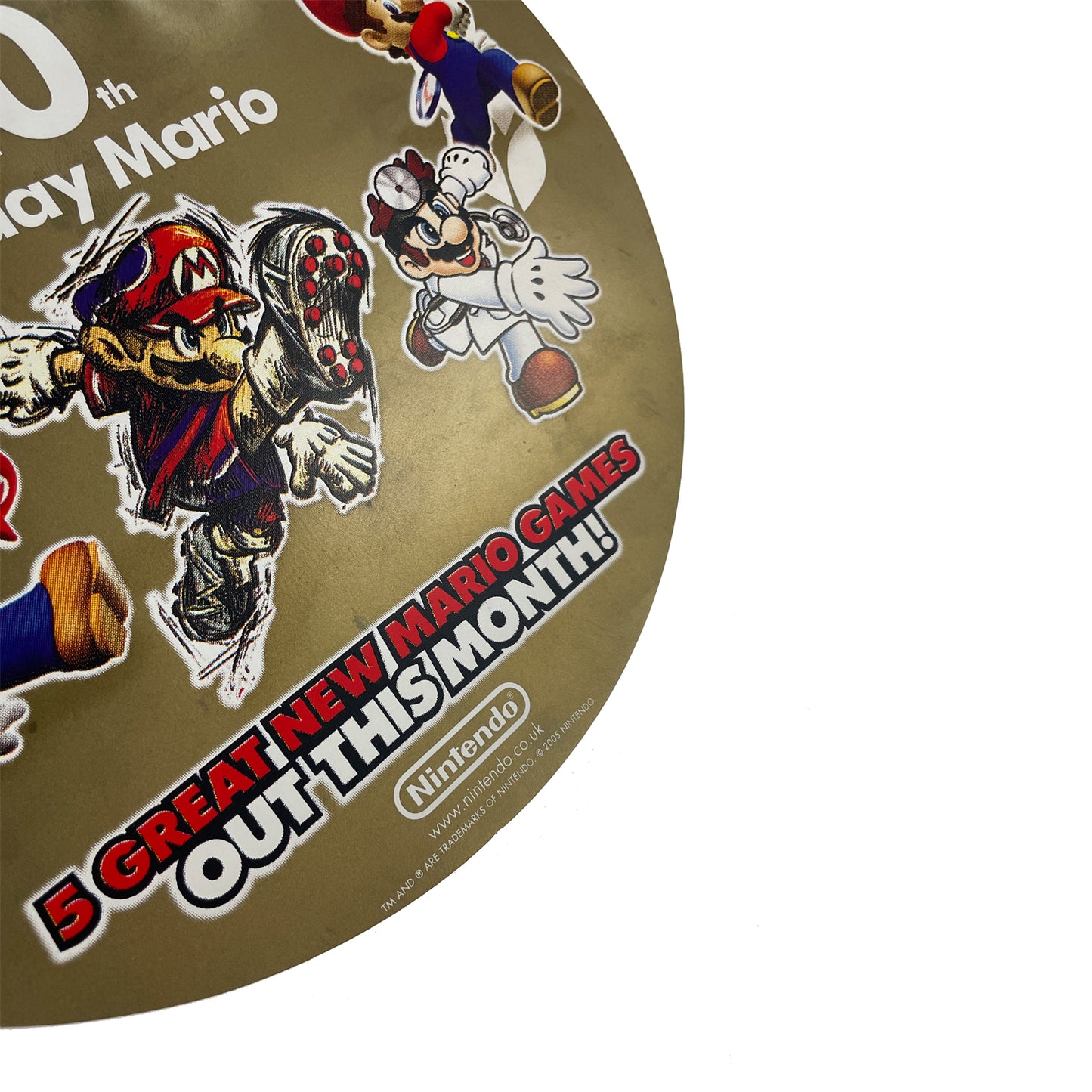 Official Mario 20th Birthday Promotional Window Sticker